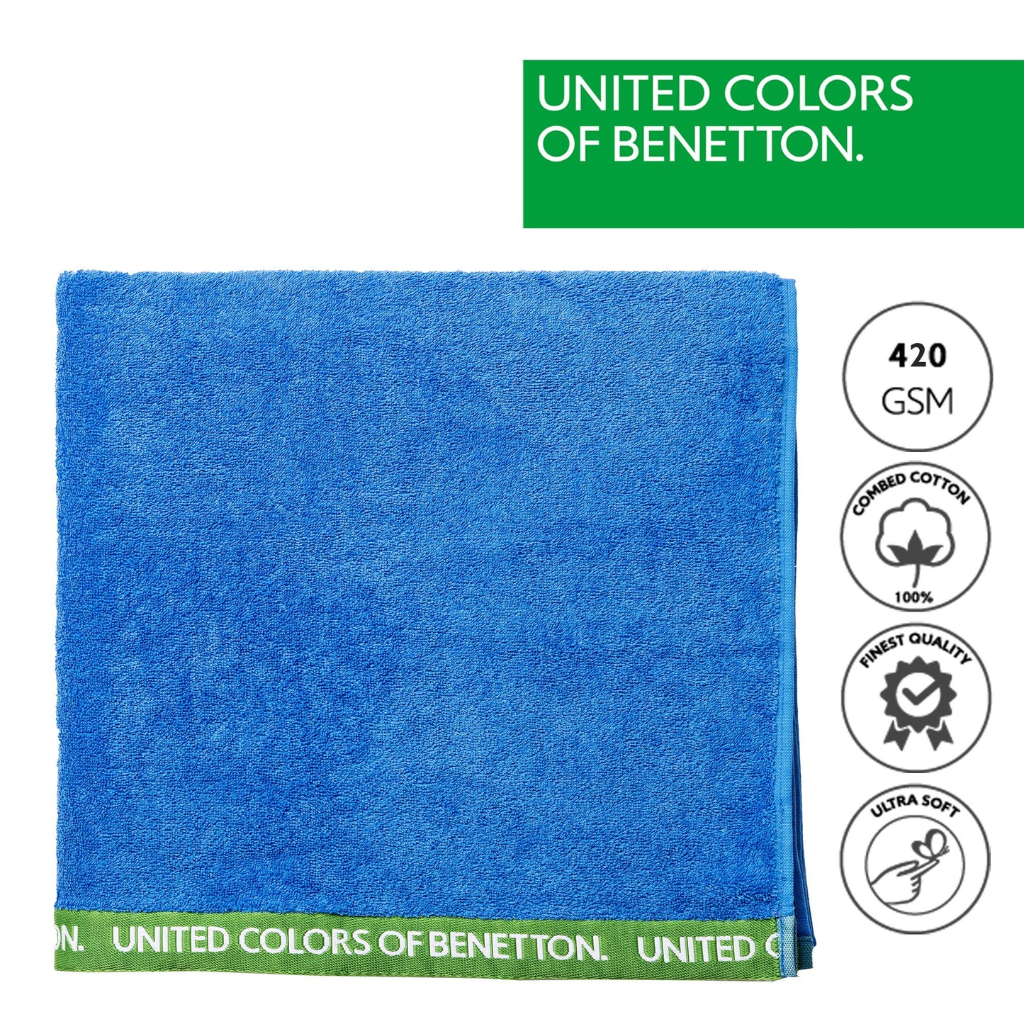 Toalla De Playa 90x160cm 380gsm 100% Algodón Velour Azul Rainbow_1