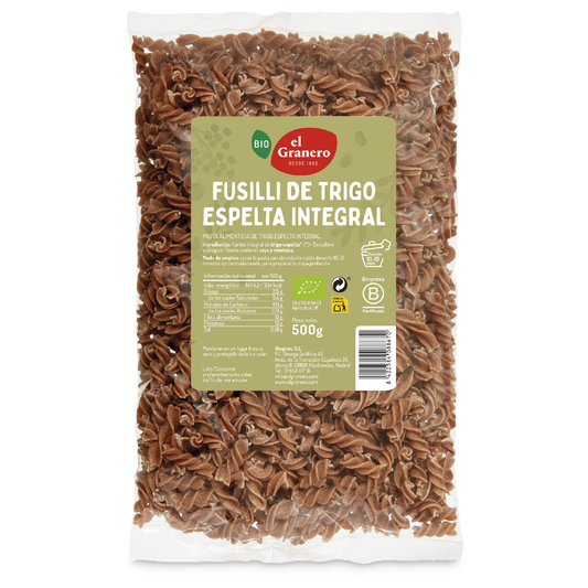 El Granero Fusilli de Espelta Integral Biológico 500 gr