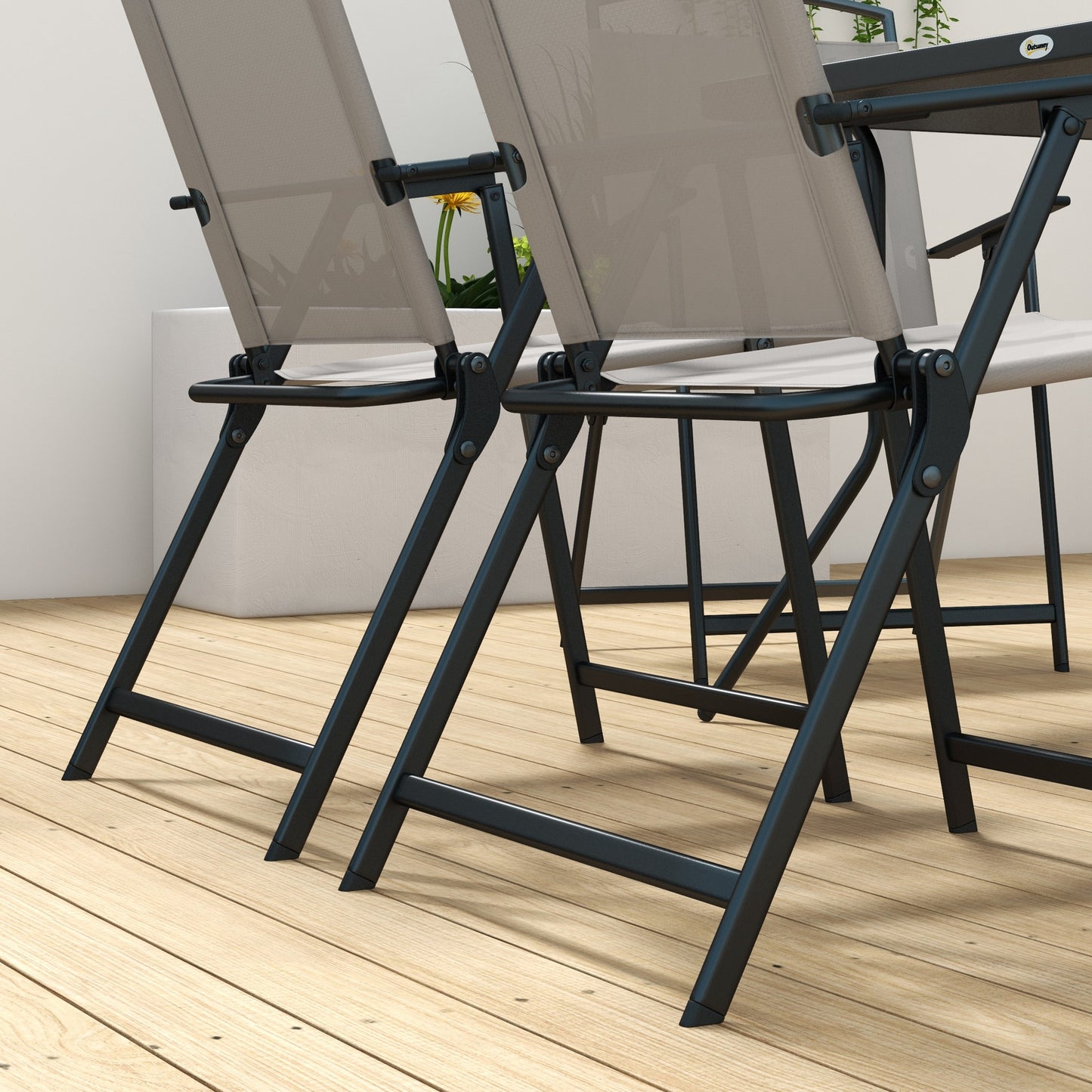 Outsunny Conjunto De Comedor De Exterior Con 1 Mesa Y 6 Sillas Plegables Gris_4
