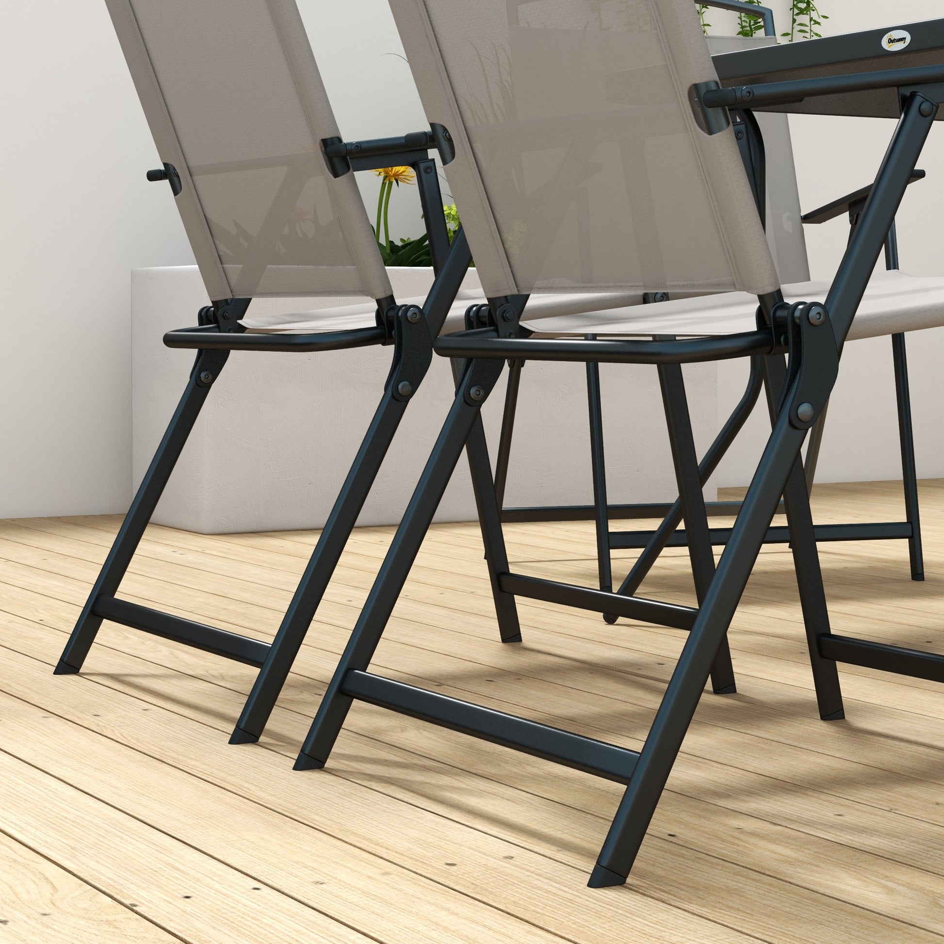 Outsunny Conjunto De Comedor De Exterior Con 1 Mesa Y 6 Sillas Plegables Gris_4