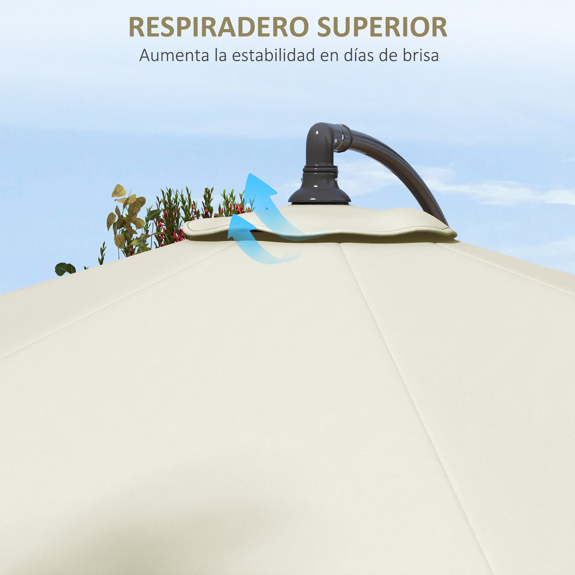 Outsunny Toldo De Recambio De Sombrilla De 3 M Con Ventilación Superior Crema_5