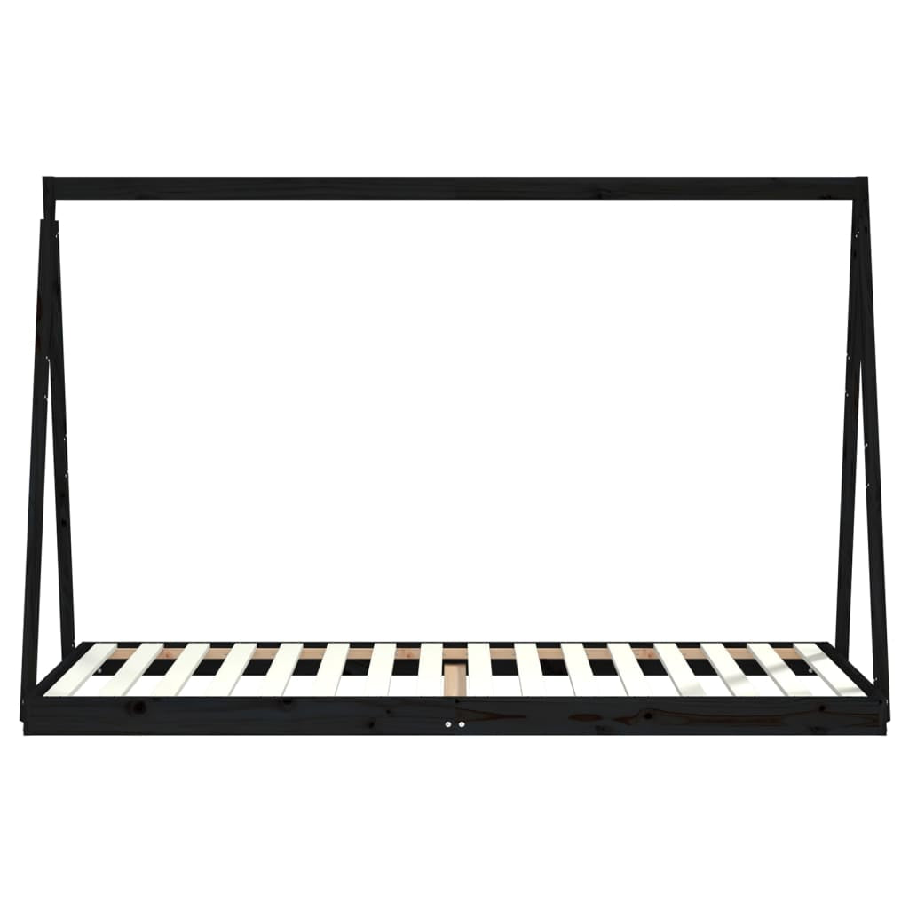 Vidaxl Estructura De Cama Para Niños Madera De Pino Negro 90x200 Cm_3