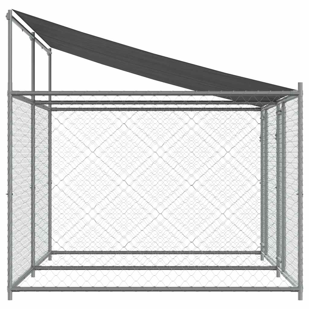Jaula De Perros Techo Y Puertas Acero Galvanizado Gris 4x2x2 M_4
