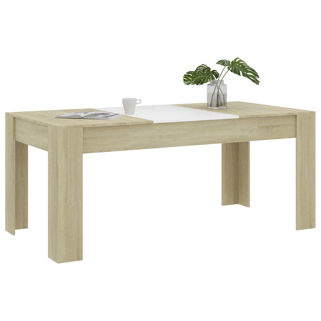 Mesa De Comedor Madera Contrachapada Blanco Roble 180x90x76 Cm_1