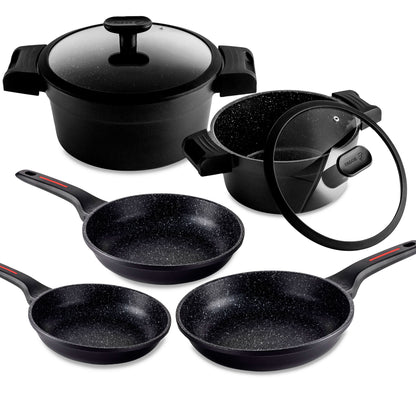 Batería Cocina Inducción 7 Piezas, Antiadherente Sin Pfoa, Aluminio Fundido, Cazuelas Sartenes Fagor Alutherm Negro_0