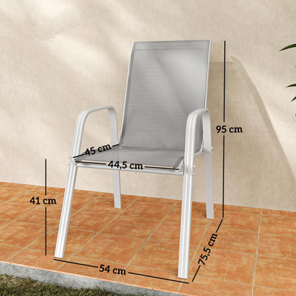Outsunny Juego De 4 Sillas De Jardín Exterior 54x75,5x95 Cm Gris Claro_2