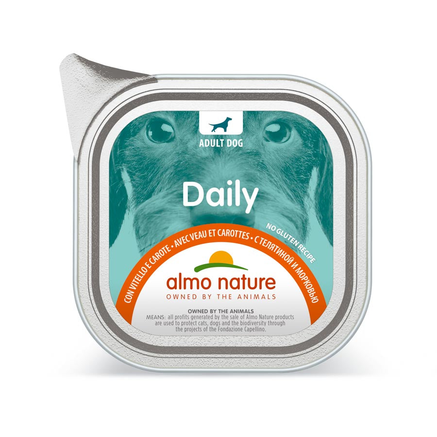 32ux100gr Tarrina De Paté Almo Para Perro Daily Ternera Y Zanahoria_0