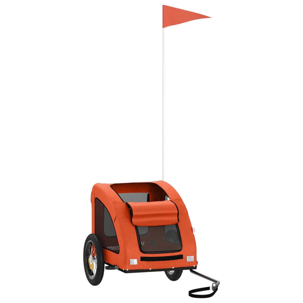 Remolque De Bicicleta Mascotas Hierro Tela Oxford Naranja_2