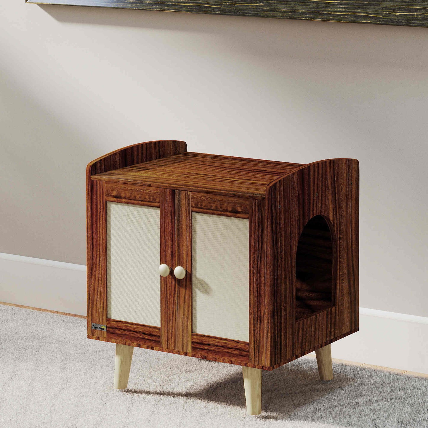 Pawhut Mueble Arenero Para Gatos Con Puertas Con Esteras De Sisal Marrón_4