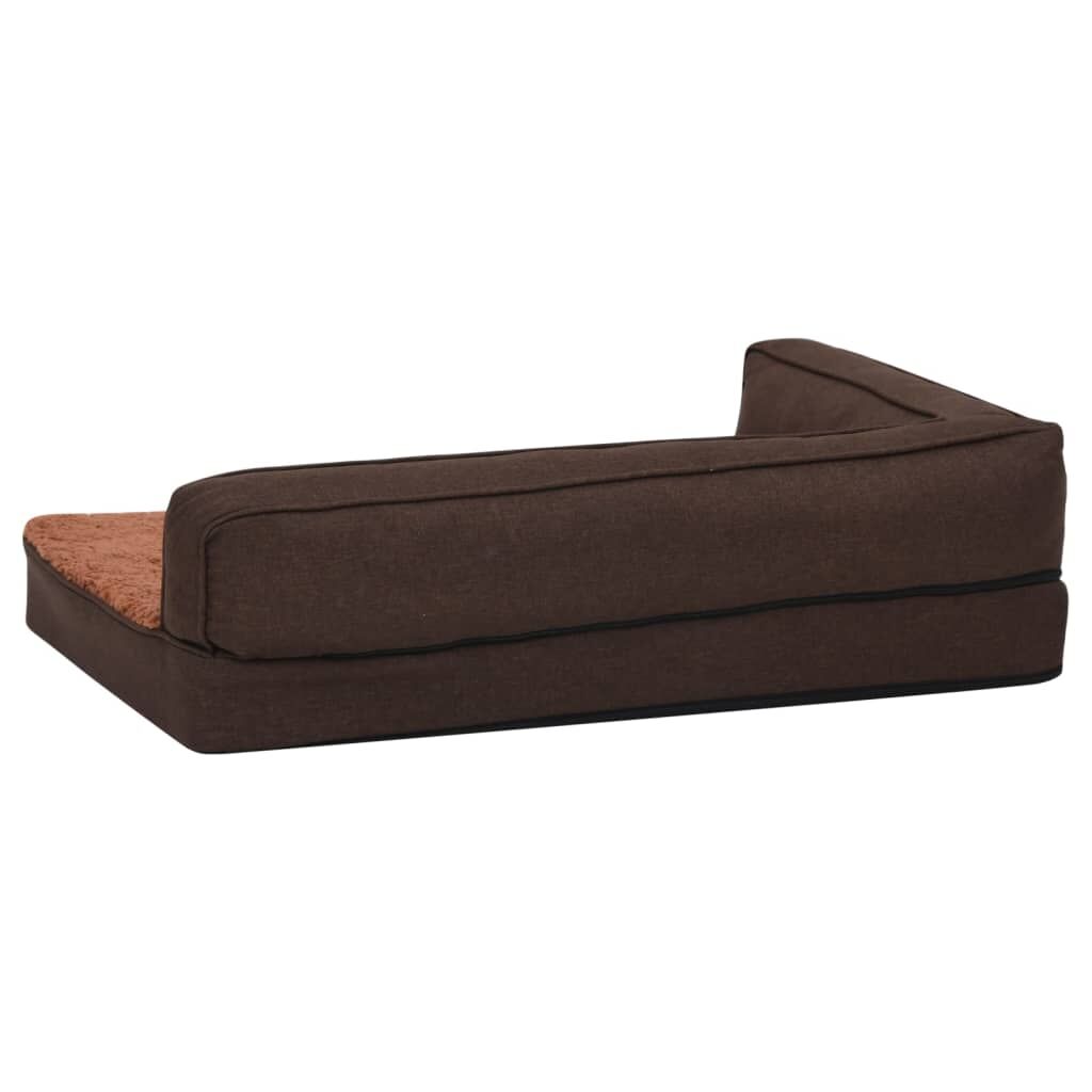 Vidaxl Colchón De Cama De Perro Ergonómico Aspecto Lino Marrón 60x42cm_4