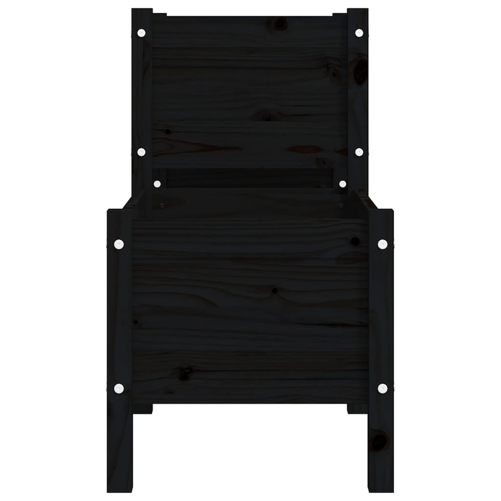 Jardinera De Madera De Pino Maciza Negra 178,5x44x75 Cm_4