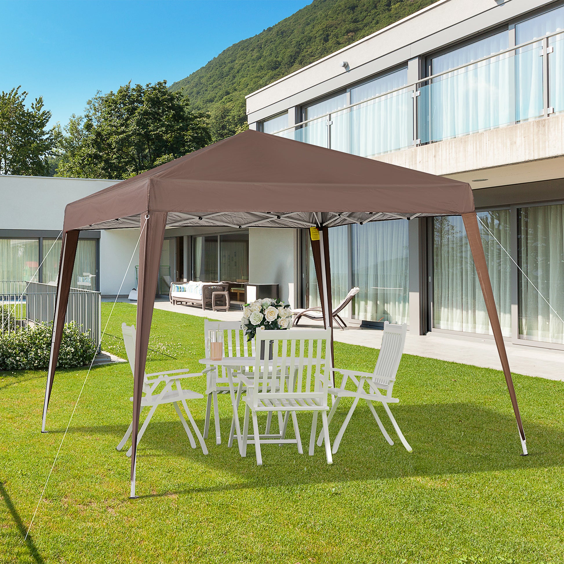 Outsunny Carpa Plegable 2,4x2,4 M De Jardín Pop Up Cenador De Acero Y Tela_3