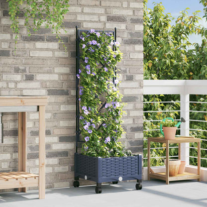 Jardinera Con Enrejado Y Ruedas Gris 40 X 40 X 131,5 Cm Pp_1