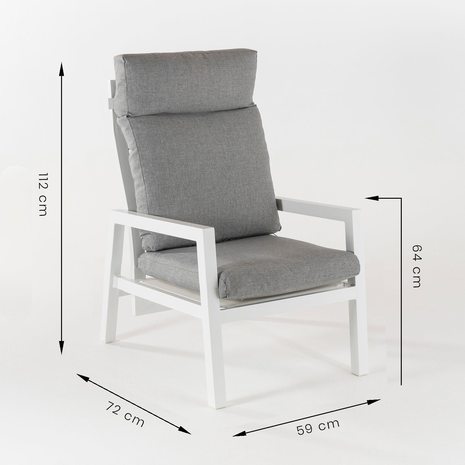 Pack 2 Sillones De Jardín Reclinable Con Sistema Hidráulico, Aluminio Reforzado Color Blanco, Altura Sillón 112 Cm_4