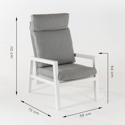 Pack 2 Sillones De Jardín Reclinable Con Sistema Hidráulico, Aluminio Reforzado Color Blanco, Altura Sillón 112 Cm_4