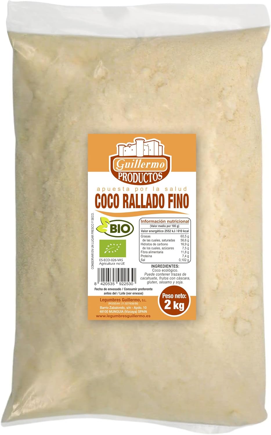 Coco Rallado Fino Bio - 2 Kg, Bolsa_0
