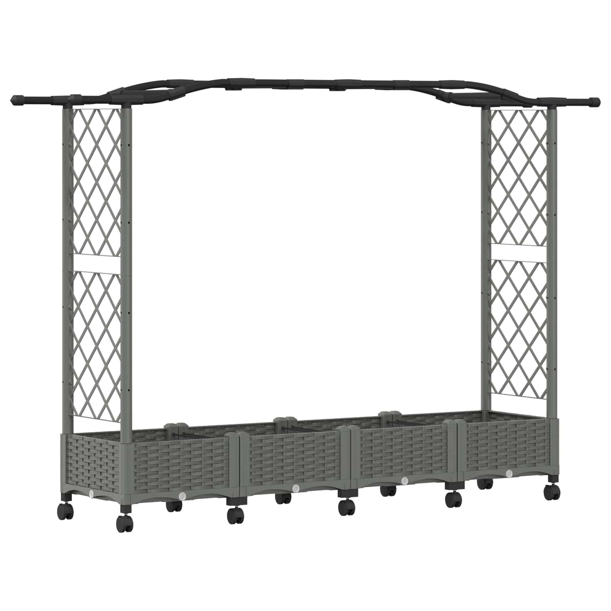 Cama Elevada Con Trellis Y Techo Gris Claro 207 X 40 X 129 Cm_0