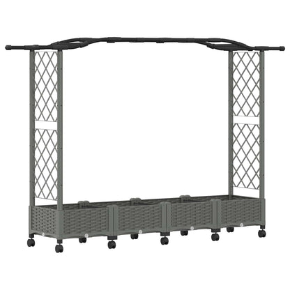 Cama Elevada Con Trellis Y Techo Gris Claro 207 X 40 X 129 Cm_0