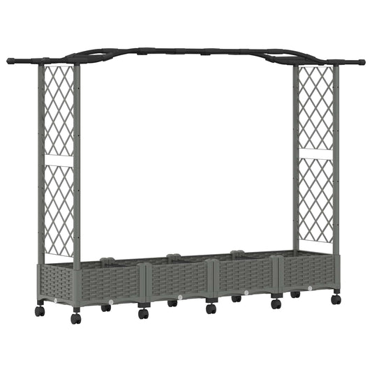 Cama Elevada Con Trellis Y Techo Gris Claro 207 X 40 X 129 Cm_0