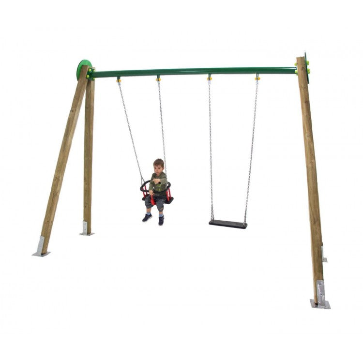 Columpio Doble De Madera Masgames Draco (asientos Mixtos) Superficie De Arena, Tierra O Cesped._2