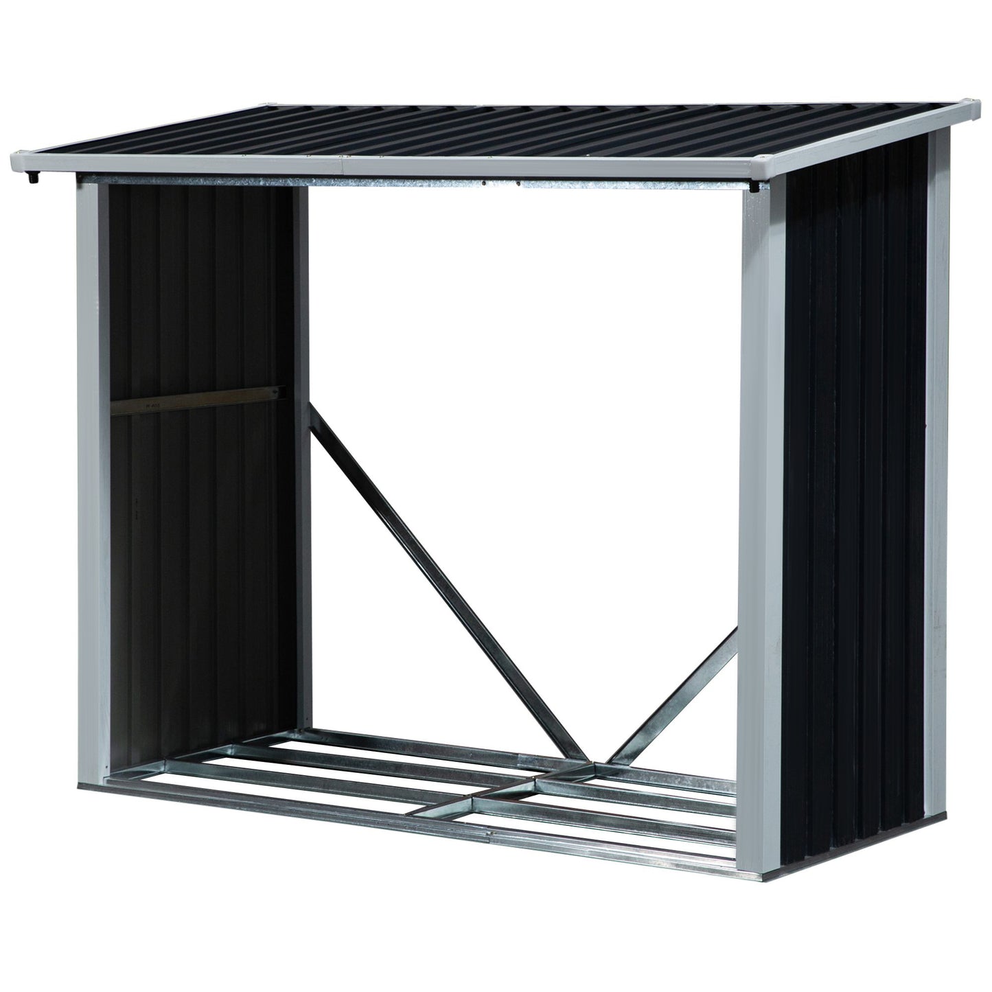 Outsunny Casetilla Para Leña De Acero Galvanizado Para Jardín Exterior_0