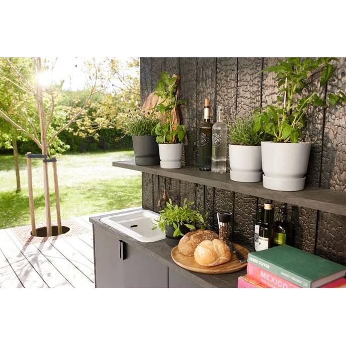 Floreira Elho Greenville Antracite 25 cm com Pires Integrados