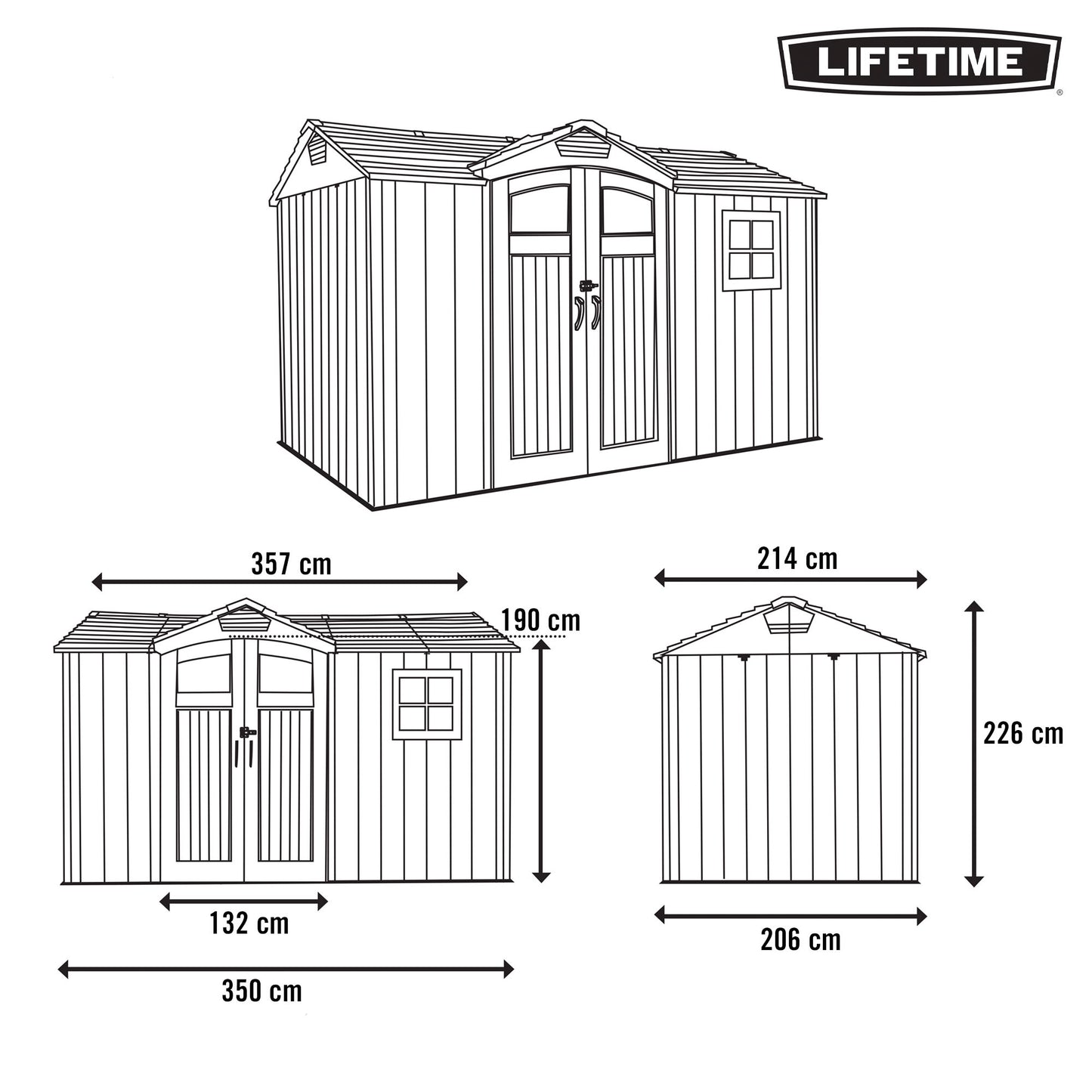 Lifetime Caseta De Jardín Horizontal 7,6 M² Con Suelo, Ventana Y Estanterías_3