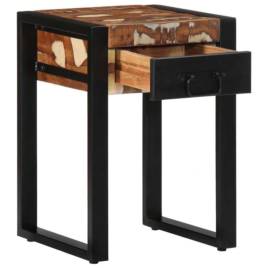 Mesa Auxiliar Multicolor 35x35x50 Cm Madera Maciza Reciclada_1
