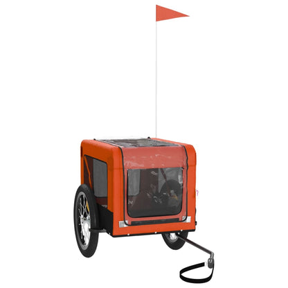 Remolque De Bicicleta Mascotas Hierro Tela Oxford Naranja Negro_3