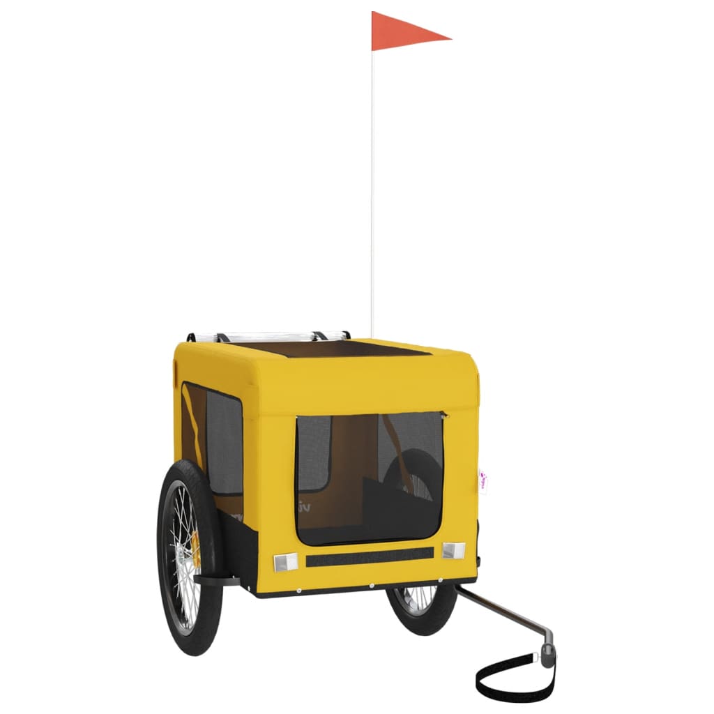 Remolque Bicicleta Mascotas Hierro Tela Oxford Amarillo Negro_0