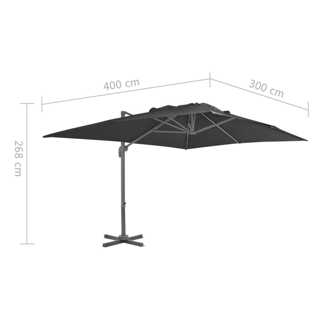 Vidaxl Sombrilla De Jardín Voladiza Con Poste De Aluminio 4x3 M Negra_2