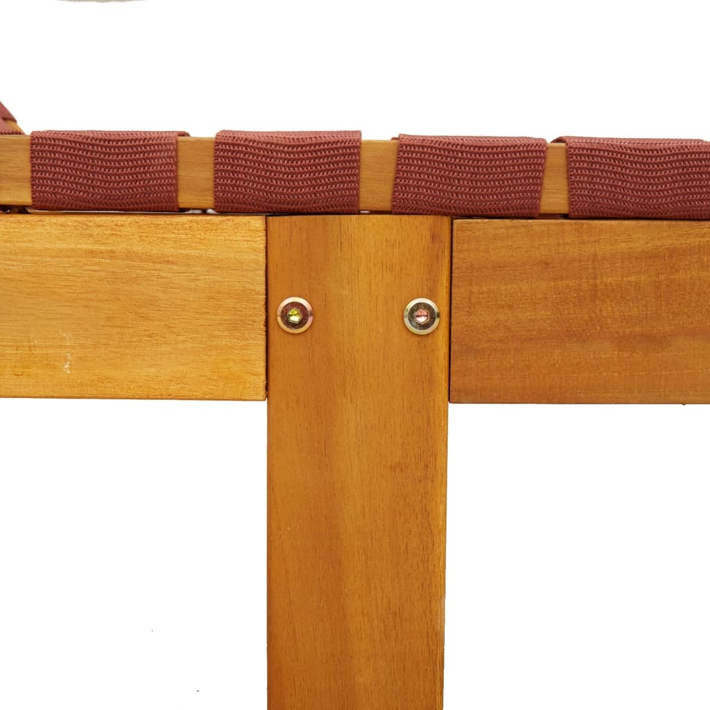 Tumbona Con Mesa Madera Maciza De Acacia Y Tela Roja / Vetonek_4