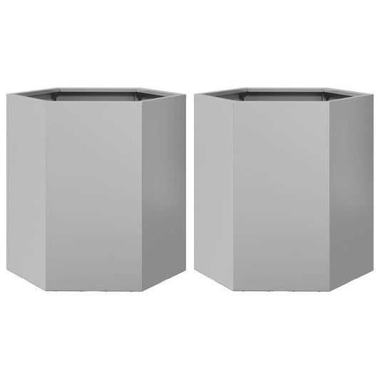 Jardineras Hexagonales 2 Uds Acero Inoxidable 46x40x45 Cm_0