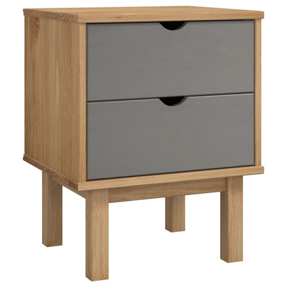 Mesita De Noche Otta Madera De Pino Marrón Y Gris 45x39x57 Cm_0