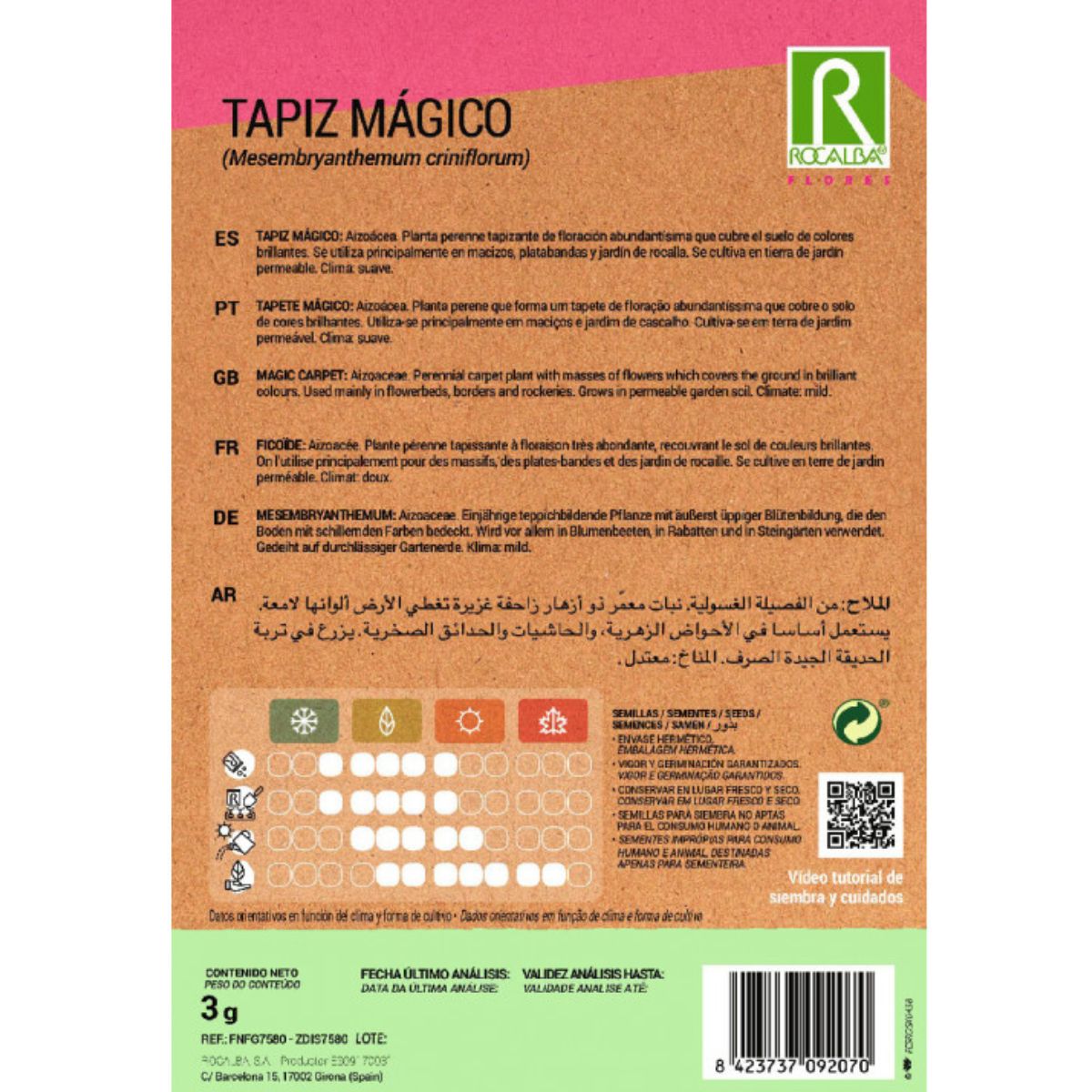 Sementes de Ficoide criniflorum da Tapeçaria Mágica