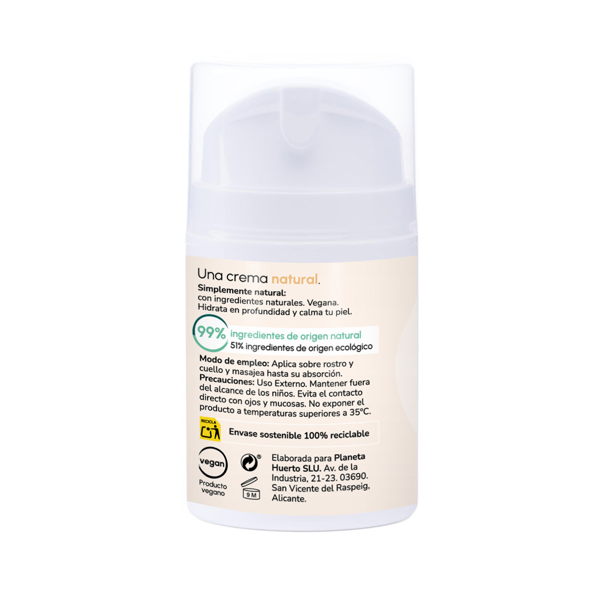 Planeta Huerto Hidratante Facial Argão e Algodão 50 ml
