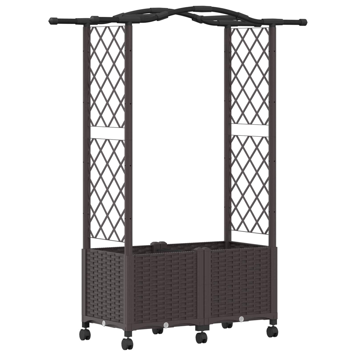 Cama Elevada Con Trellis Y Techo Marrón 125 X 40 X 144 Cm Pp_0