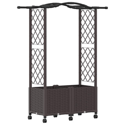 Cama Elevada Con Trellis Y Techo Marrón 125 X 40 X 144 Cm Pp_0