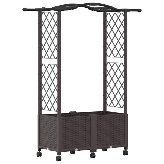 Cama Elevada Con Trellis Y Techo Marrón 125 X 40 X 144 Cm Pp_0