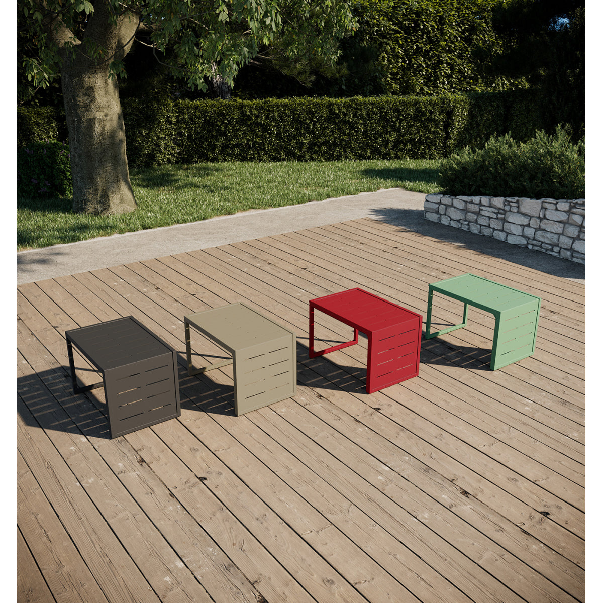Mesa Auxiliar, Mesa De Jardín Multiposiciones Aluminio Topo 36x36xh55cm- Mobiliario De Jardín_4