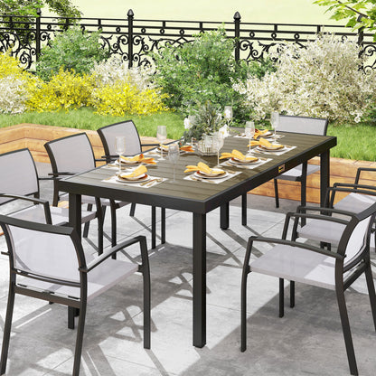 Outsunny Mesa De Comedor Exterior De Aluminio 190x90x74 Cm Natural Y Negro_4