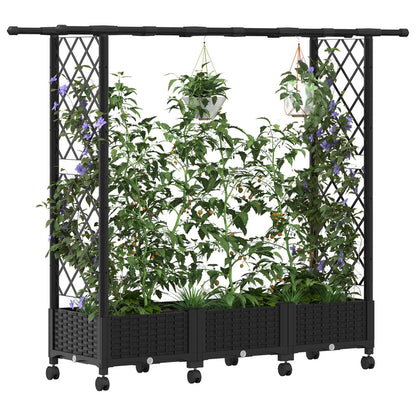 Cama Elevada Con Trellis Y Techo Negro 164 X 40 X 127 Cm Pp_2