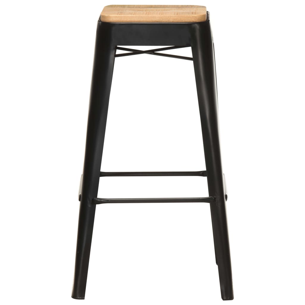 Taburetes De Cocina 4 Unidades Madera Maciza De Mango Negro_1