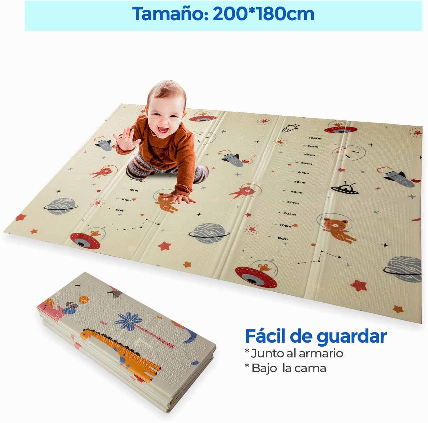 Alfombra Bebe, 1.5cm Grosor, Diseño Infantil, 200 X 180 Cm, Acolchada De Xpe, Reversible_3