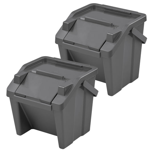 Set De 2 Papeleras Apilables moda 30l Grafito_0
