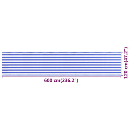 Vidaxl Toldo Para Balcón Hdpe Azul Y Blanco 120x600 Cm_2