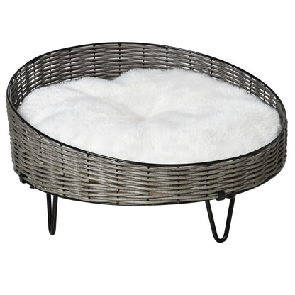 Pawhut Cama Para Perros De Mimbre Con Cojín Lavable Y Patas Elevadas Ø60x32 Cm_0