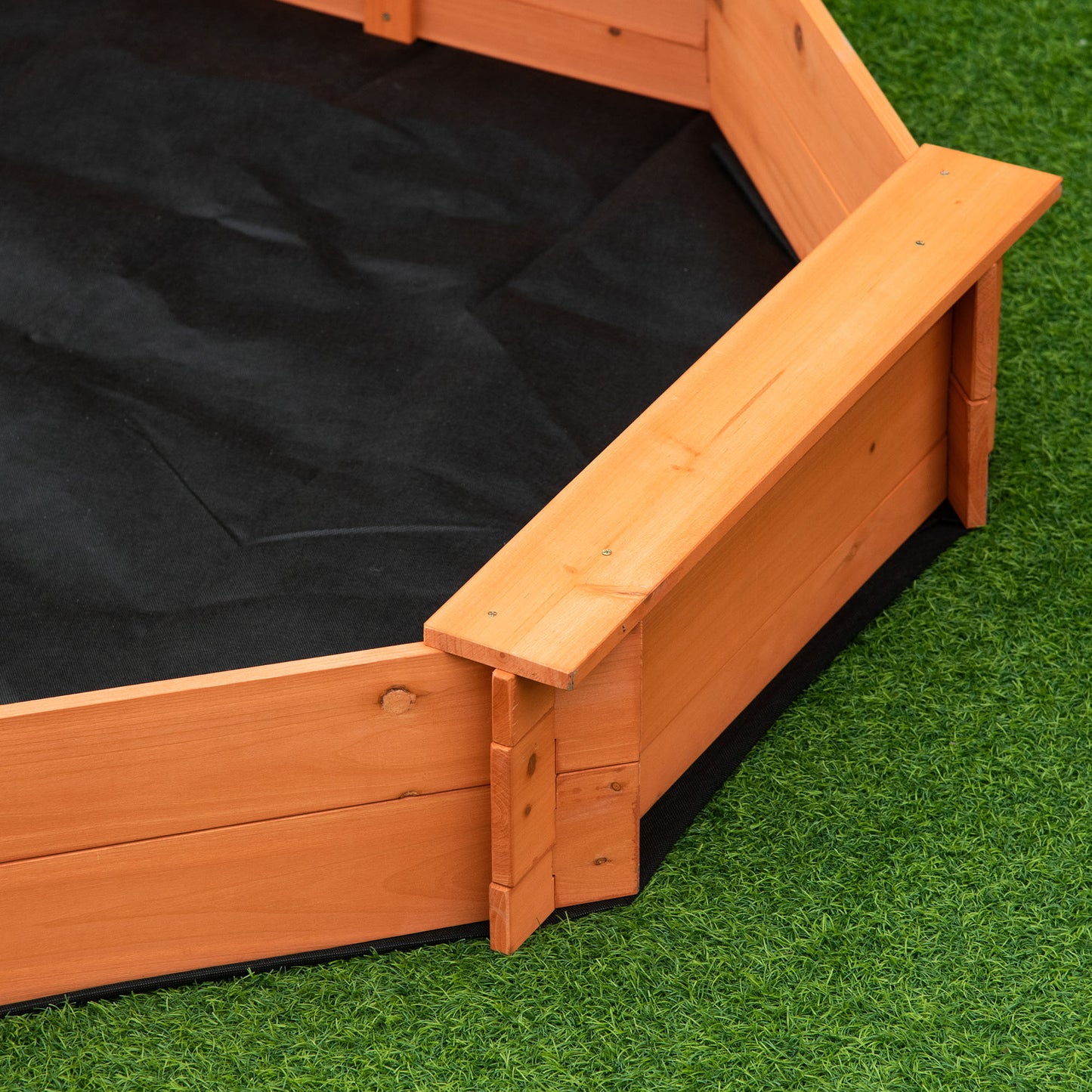 Outsunny Arenero De Madera Para Niños Con Cubierta 139,5x139,5x21,5 Cm Rojo Azul_3