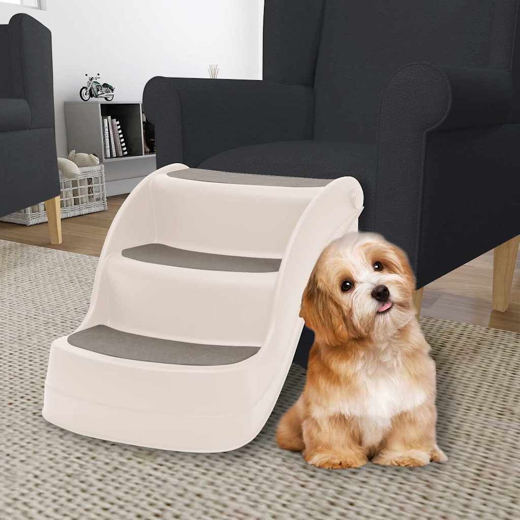 Escalera Perros Plegable 3 Peldaños Plástico Crema 50x38x38cm_1
