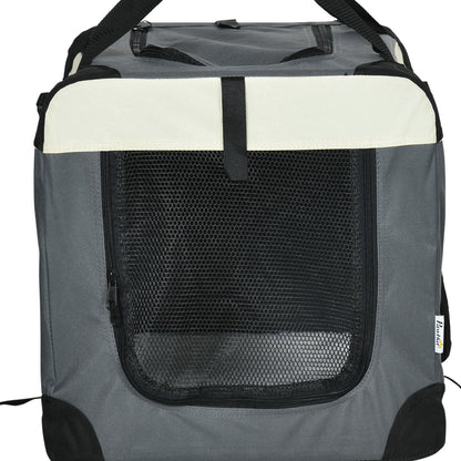 Pawhut Transportín Para Perros Gatos Plegable Cojín Suave 60x41x41 Cm Gris_3